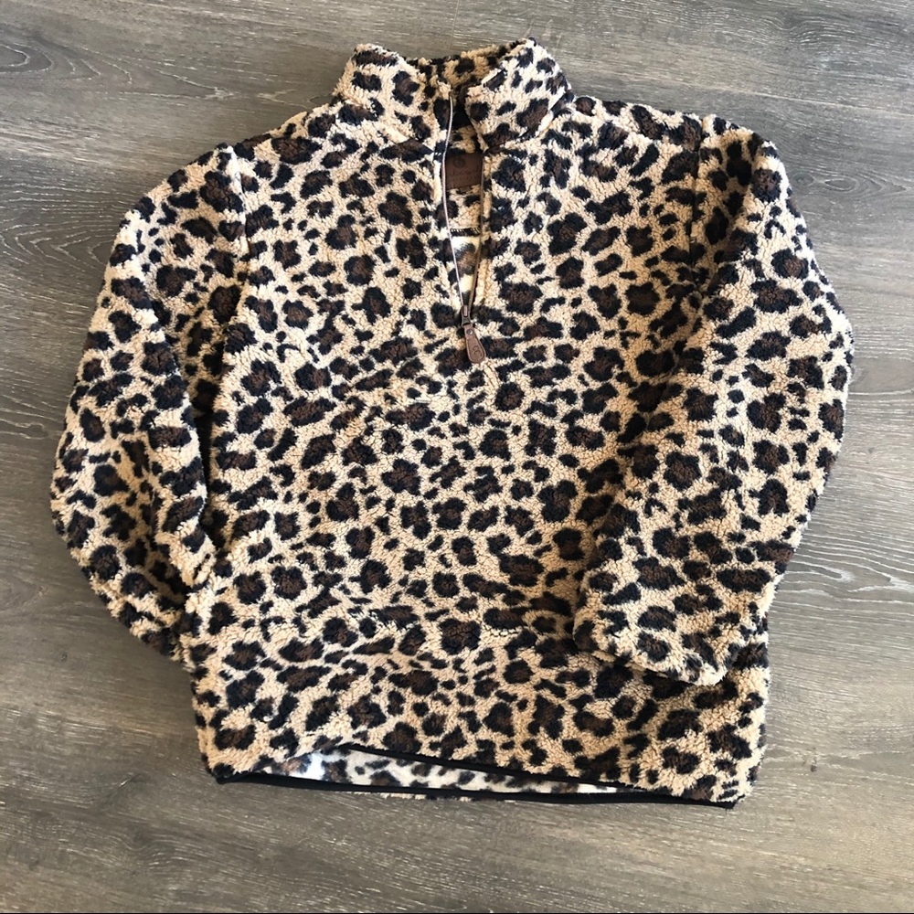 C. C Sherpa Leopard Pullover